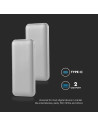 V-TAC 10000mah Външна Батерия 2A 30см Тип C Кабел Сребристо - 23035 - 7