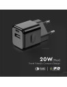 V-TAC 20W Заряден Адаптер 1PD + 1QC Порт Черен - 6