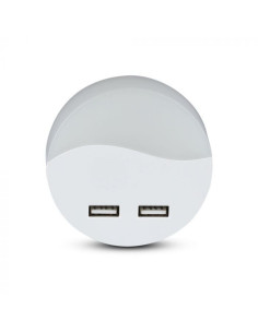 V-TAC LED Нощна Лампа за Контакт USB Кръг 3000 - 505 - Цена | LEDs4economy