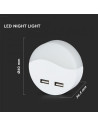 V-TAC LED Нощна Лампа за Контакт USB Кръг 3000 - 505 - 4