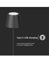 V-TAC 4W LED Лампион Презаредим Черен 3000 IP54 - 7009 - 12