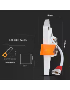 V-TAC 22W LED Slim Панел Квадрат Бяла Светлина - 4798 - Цена | LEDs4economy 2
