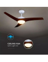 V-TAC 15W LED Тяло/Вентилатор Таван Дистанционно 3000-6500 3 Перки Кафяв 35W AC Мотор - 7920 - 4
