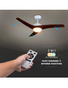 V-TAC 15W LED Тяло/Вентилатор Таван Дистанционно 3000-6500 3 Перки Кафяв 35W AC Мотор - 7920 - 8