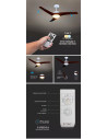 V-TAC 15W LED Тяло/Вентилатор Таван Дистанционно 3000-6500 3 Перки Кафяв 35W AC Мотор - 7920 - 16