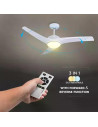 V-TAC 15W LED Тяло/Вентилатор Таван Дистанционно 3000-6500 3 Перки Бяло 35W AC Мотор - 7919 - 7