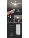 V-TAC 15W LED Тяло/Вентилатор Таван Дистанционно 3000-6500 3 Перки Бяло 35W AC Мотор - 7919 - 6