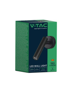V-TAC 2W LED Стенен Аплик Хотел Кръг 4000 Черно Тяло - Цена | LEDs4economy 2