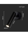 V-TAC 2W LED Стенен Аплик Хотел Кръг 4000 Черно Тяло - 6