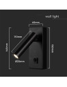 V-TAC 2W LED Стенен Аплик Хотел Квадрат 3000 Черно Тяло - 3