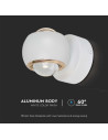 V-TAC 10W LED Стенна Лампа Бяло Тяло 3000 - 23008 - 4