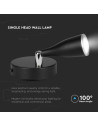 V-TAC 4.5W LED Единична Спот Лампа 3000К Черна С Ключ - 218676 - 3