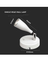 V-TAC 4.5W LED Единична Спот Лампа 3000К Бяла С Ключ - 5