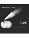 V-TAC 4.5W LED Единична Спот Лампа 3000К Бяла С Ключ - 6