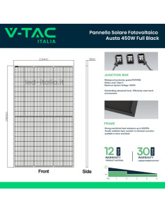 V-TAC 450W Моно Соларен Панел 1903x1134x35мм TIER 1 - 11883 - Цена | LEDs4economy 2