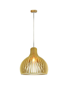V-TAC Дървен Пендел E27 Дърво Хром Кръг D350 x 450mm - 40501 - Цена | LEDs4economy