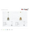 V-TAC Пендел Златен Златен Кабел - 3821 - 17