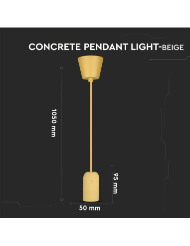 V-TAC Бетонен Пендел Светло Бежов - 3750 | Leds4economy.com