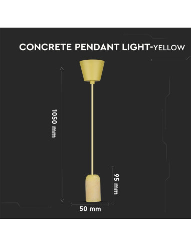 V-TAC Бетонен Пендел Светло Жълт - 3745 | Leds4economy.com