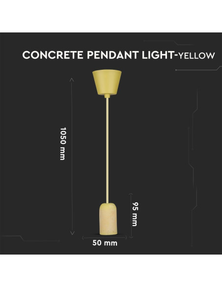 V-TAC Бетонен Пендел Светло Жълт - 3745 | Leds4economy.com