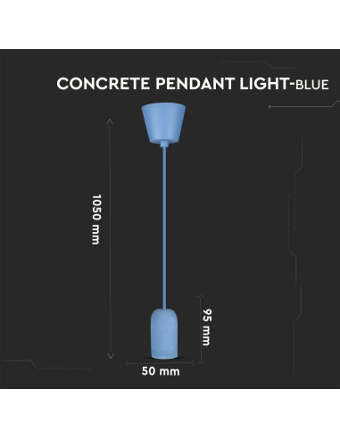 V-TAC Бетонен Пендел Светло Син - 3744 | Leds4economy.com