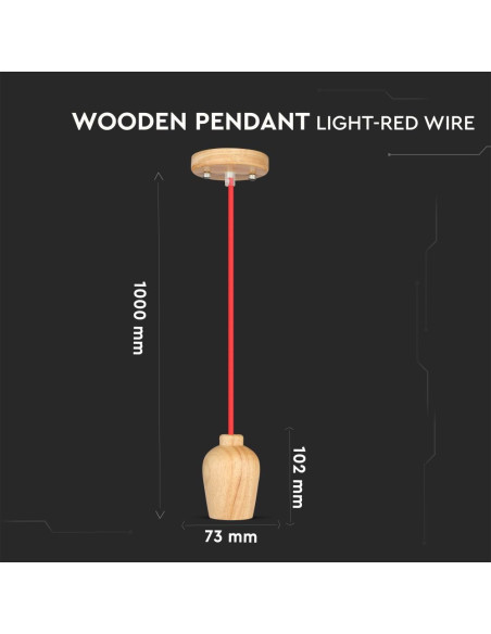 V-TAC Висящ Пендел Червен Кабел - 3723 | Leds4economy.com