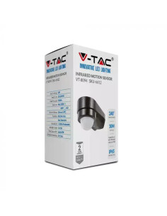 V-TAC Инфраред Датчик за Движение Ъглов Черен 240° - 6612 - Цена | LEDs4economy 2