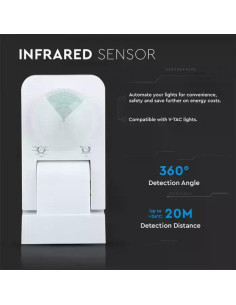 V-TAC Инфраред Датчик за Движение Бял 360° - 1500 - Цена | LEDs4economy 2