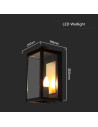 V-TAC E14 Outdoor Lamp Holder (W200*D168*H350мм) Черно Тяло IP65 - 10561 - 6