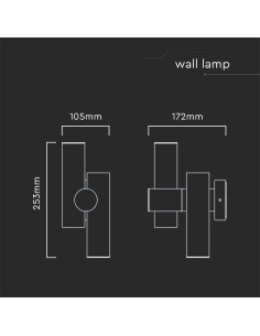 V-TAC 2x2.6W Стенен Спот Черен 4000К IP44 - 23049 - Цена | LEDs4economy 2