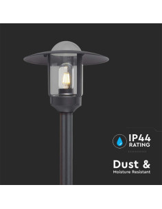 V-TAC E27 Наземна Лампа Черна Шапка Стъкло IP44 980mm - 10423 - Цена | LEDs4economy 2