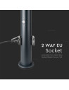 V-TAC Е27 Градинска Лампа 60cm PIR Сензор + 2 Контакта Неръждавейка Сив IP44 - 8976 - 2