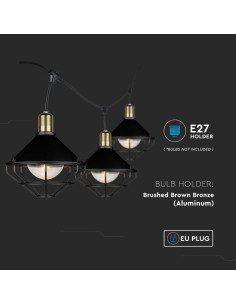 V-TAC Поредица Лампи 6 х Е27 IP65 Ф250 Черна - 8974 - Цена | LEDs4economy 2