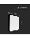 V-TAC 36W LED Плафон Квадрат Микровълнов Сензор Черна Рамка 4000К IP44 - 8