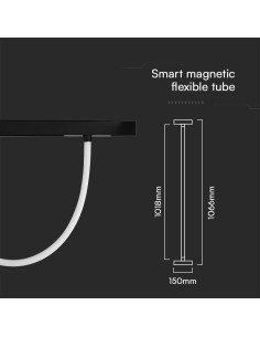 V-TAC 12W LED Smart Магнитен Релсов Осветител Гъвкав 1м CCT: 3в1 Димиращ Черно Тяло - 10275 - Цена | LEDs4economy 2