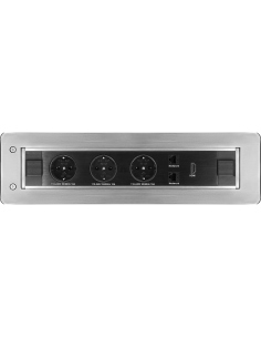 ORNO Мебелна кутия с моторизирано управление, с контакти 3х шуко, 1х HDMI, 2х RJ45, 383x100x100mm, кабели 1.5m, цвят ИНОКС, - O  2