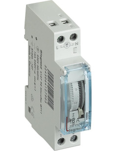 Legrand DIN Таймер Дневен, MicroRex QT11, 15 минути минмален интервал, с резерв 100 часа, 16A 1 модул - 412790 - Цена | LEDs4eco