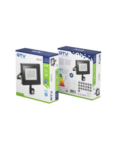 GTV LD-INEXT10W-64 LED прожектор с сензор движение 10W, 6400K, 800lm, 120°, IP65, черен - Цена | LEDs4economy 2