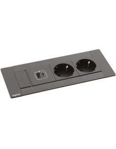 Legrand Мебелна кутия с 2х Шуко и USB тип A+C, кабел 2m, 202x80mm, цвят ЧЕРЕН, Incara Multilink - 654786 - Цена | LEDs4economy 2
