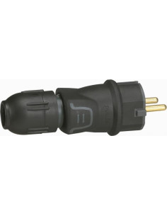 Legrand Щепсел черен 2P+Т 16A ІР44 250V гумиран с щуцер и за кабел 3х2,5мм2 - 050340 - Цена | LEDs4economy
