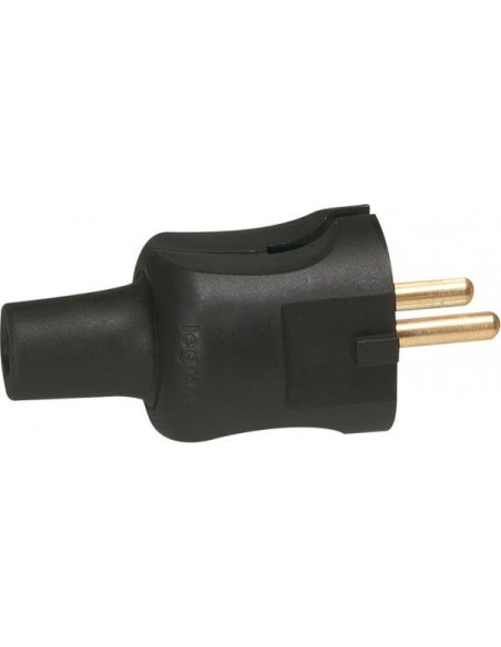 Щепсел черен 2P 16A гумиран за кабел 2х1.5мм2 цвят Черен Legrand