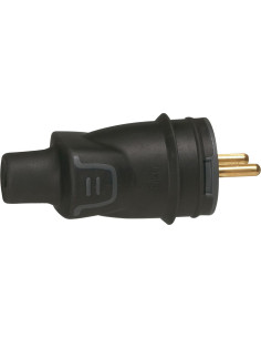 Legrand Щепсел френски черен 2P+Т 16A ІР44 250V гумиран /10бр/ - 050445 - Цена | LEDs4economy