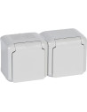 Legrand Контакт шуко ДВОЕН IP44 открит монтаж цвят Сив Forix - 782394 - Цена | LEDs4economy
