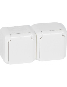 Legrand Контакт шуко ДВОЕН IP44 открит монтаж цвят Бял Forix - 782374 - Цена | LEDs4economy