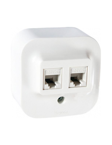 Legrand Розетка RJ11+RJ45 cat.5e IP21 открит монтаж цвят Бял 