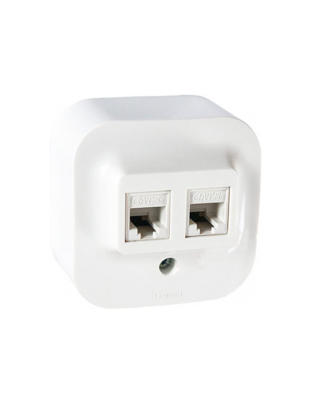 Legrand Розетка RJ11+RJ45 cat.5e IP21 открит монтаж цвят Бял 