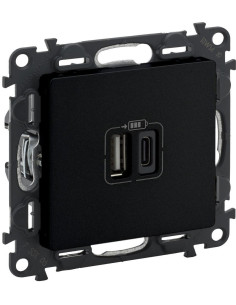 Legrand Розетка 2хUSB за зареждане тип A+C 3A 15W цвят Черен Valena Life - 756306 - Цена | LEDs4economy