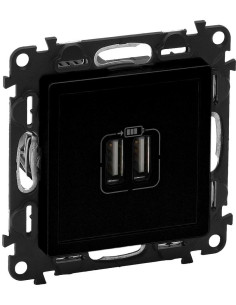 Legrand Розетка 2хUSB за зареждане тип A 2.4A 12W цвят Черен Valena Life - 756312 - Цена | LEDs4economy