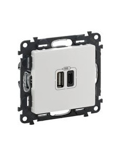 Legrand Розетка 2хUSB за зареждане тип A+C 3A 15W цвят Бял Valena Life - 753106 - Цена | LEDs4economy