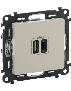Legrand Розетка 2хUSB за зареждане тип A+C 3A 15W цвят крем Valena Life - 753206 - Цена | LEDs4economy
